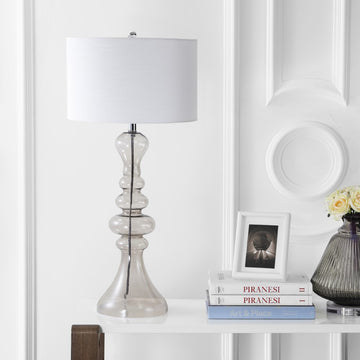 Madeline 35" Curved Glass LED Table Lamp - JONATHAN Y